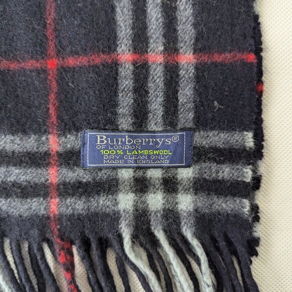 BURBERRY London Vintage Classic Nova Check Knit 100% Lambs Wool Black SCARF - Picture 3 of 6